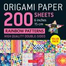 Origami Paper 200 Rainbow Patterns 6”/15 cm
